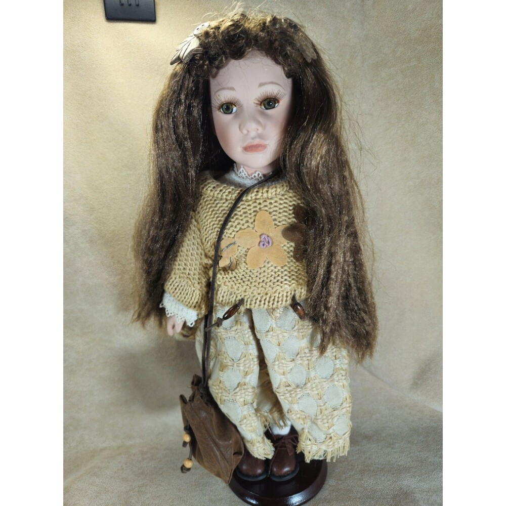 Boho Earthy Hippy Porcelain Doll Natural Look Crimped Hair Woodsy Natural Fairy